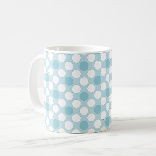 Caneca De Café Pontos brancos azuis retrô (Frente Esquerda)
