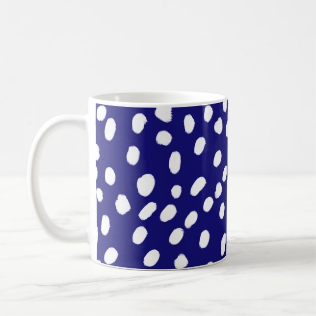 Caneca De Café Pontos Brancos Azul Escuro (Esquerda)