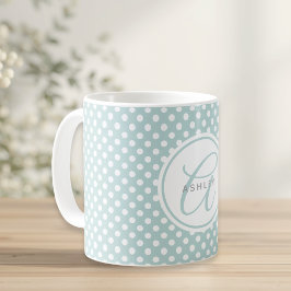 Caneca De Café Pontos Brancos de Bolinhas Personalizado com Nome