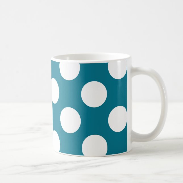 Caneca De Café Pontos brancos no azul - estilo retro (Direita)