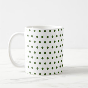 Caneca De Café Pontos Clássicos Verde Floresta Escuro em Branco
