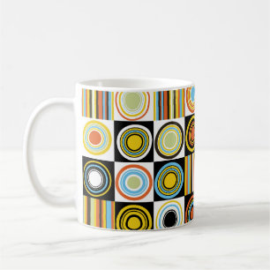 Caneca De Café Pontos coloridos, círculos, faixas de fundo.