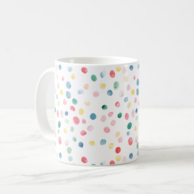 Caneca De Café Pontos Coloridos de Confetes (Frente Esquerda)