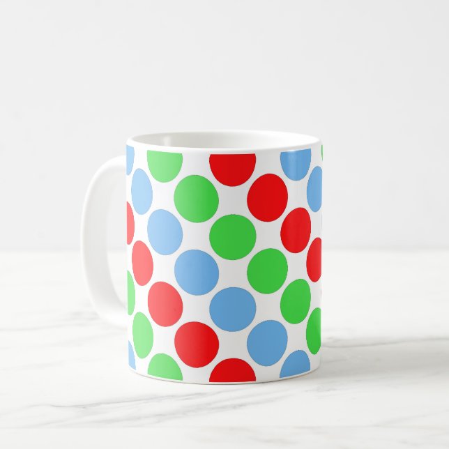 Caneca De Café Pontos coloridos grandes retro anos sessenta (Frente Esquerda)