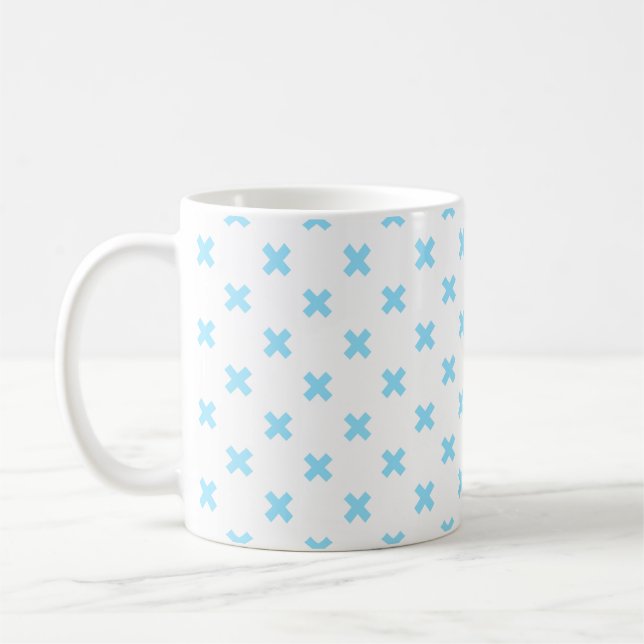 Caneca De Café Pontos crus azuis do bebê em branco (Esquerda)