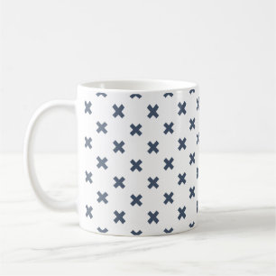 Caneca De Café Pontos crus de cinza azul em branco