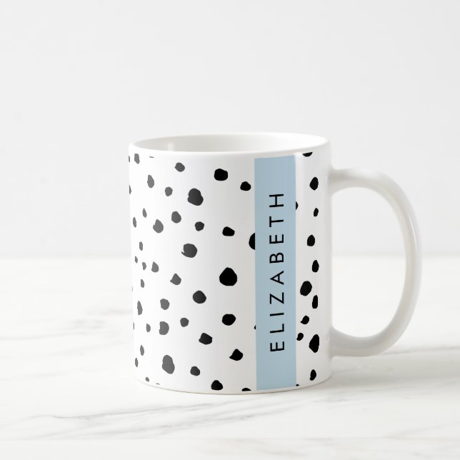 Caneca De Café Pontos Dalmáticos, Pontos, Preto e Branco, Seu Nom (Direita)