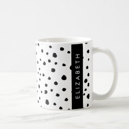 Caneca De Café Pontos Dalmáticos, Pontos, Preto e Branco, Seu Nom