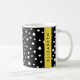 Caneca De Café Pontos Dalmáticos, Pontos, Preto e Branco, Seu Nom