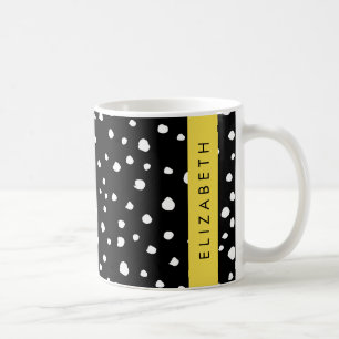 Caneca De Café Pontos Dalmáticos, Pontos, Preto e Branco, Seu Nom
