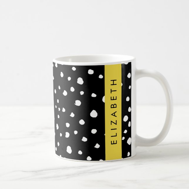 Caneca De Café Pontos Dalmáticos, Pontos, Preto e Branco, Seu Nom (Direita)