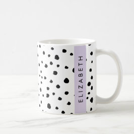 Caneca De Café Pontos Dalmáticos, Pontos, Preto e Branco, Seu Nom