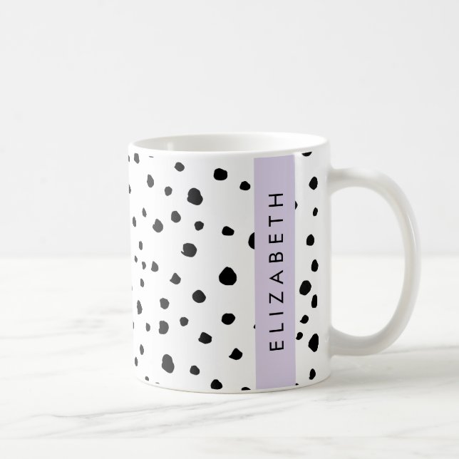 Caneca De Café Pontos Dalmáticos, Pontos, Preto e Branco, Seu Nom (Direita)