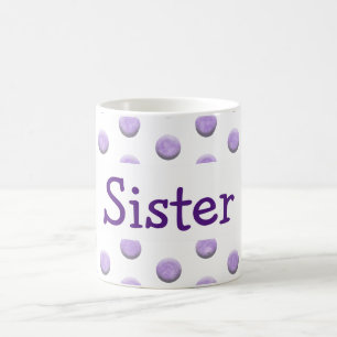 Caneca De Café Pontos de Aquarela Roxo da Irmã com Texto