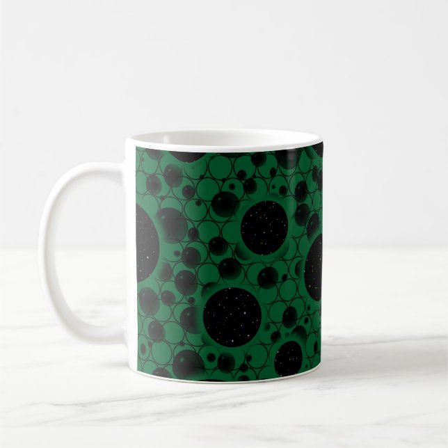 Caneca De Café Pontos de Bolhas Espaciais - Floresta (Esquerda)