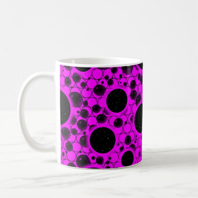 Caneca De Café Pontos de bolhas espaciais - Rosa (Esquerda)