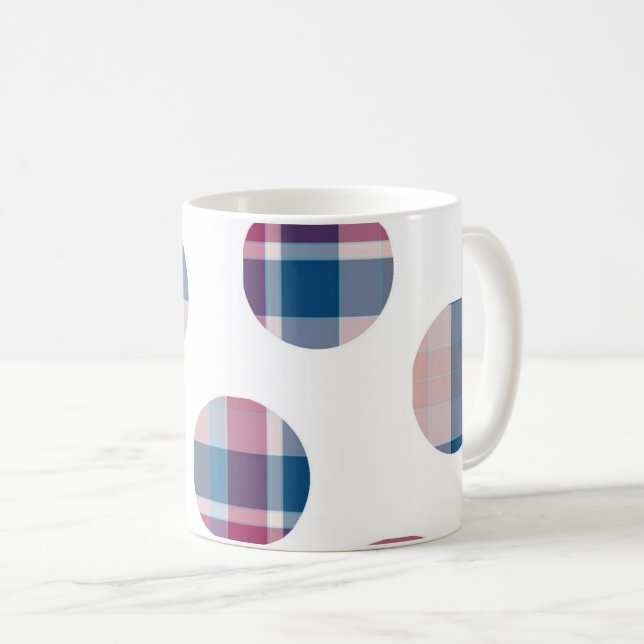 Caneca De Café Pontos de Bolinhas Xadrez (Frente Esquerda)