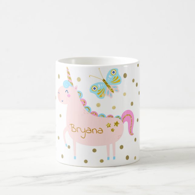 Caneca De Café Pontos de Confete de Unicórnio com Purpurina Rosa  (Centro)