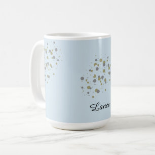 Caneca De Café Pontos de Confetti Azul com Nome