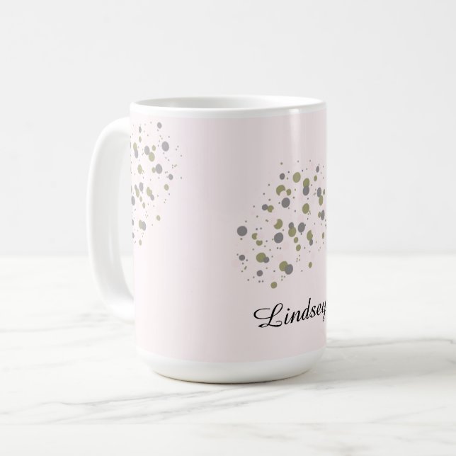 Caneca De Café Pontos de Confetti com Nome (Frente Esquerda)