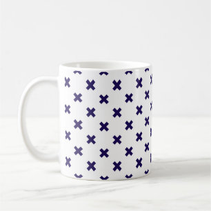Caneca De Café pontos de cruz azuis do Marinho em branco