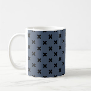 Caneca De Café Pontos de cruz pretos em cinzas azuis