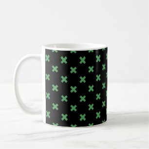Caneca De Café Pontos de cruz verdes em preto