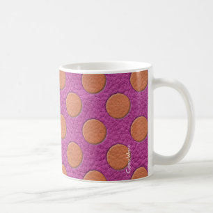 Caneca De Café Pontos de laranja em impressão de couro magenta ro