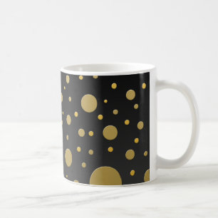Caneca De Café Pontos de Ouro Aleatórios em Preto