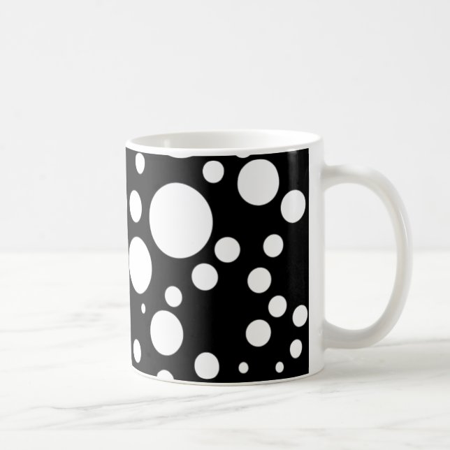 Caneca De Café pontos de polca brancos pretos (Direita)