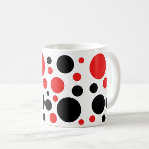 Caneca De Café Pontos dos Círculos Vermelho e Negro Abstrato míni