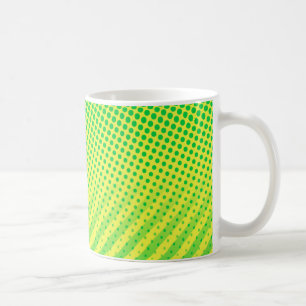 Caneca De Café Pontos e faixas amarelas e verdes