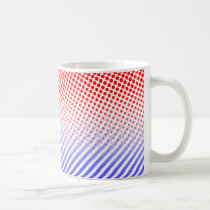 Caneca De Café Pontos e Listras Vermelhas e Azuis