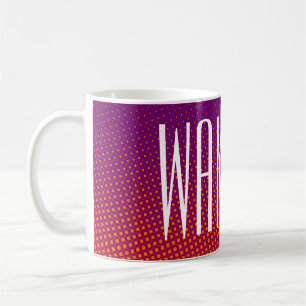 Caneca De Café Pontos Engraçados Padrão laranja violeta + seu tex