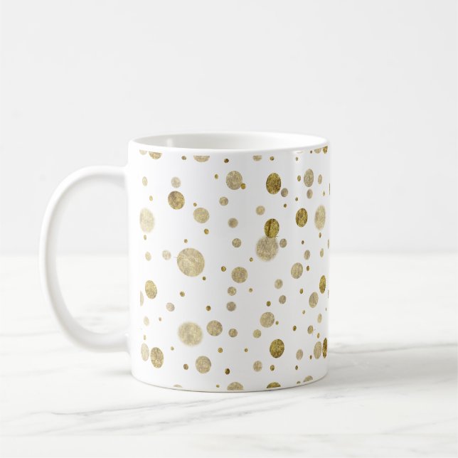 Caneca De Café Pontos Glam Dourados dos confetes de Bokeh (Esquerda)