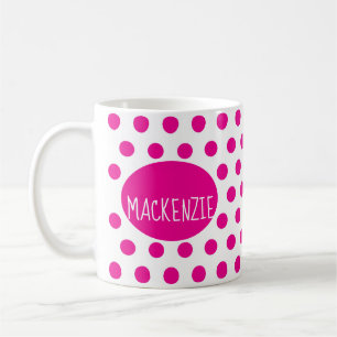 Caneca De Café Pontos Pink Brancos Fundo Elegante Texto