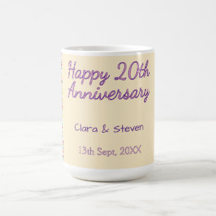 Caneca De Café pontos polka arco-íris 20º aniversário roxo laranj