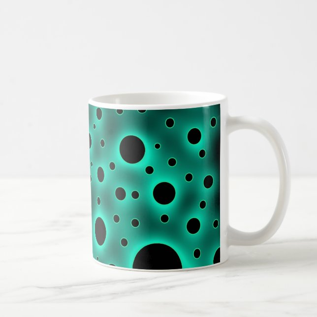 Caneca De Café Pontos Pretos Modernos sobre Turquesa (Direita)
