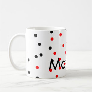 Caneca De Café Pontos pretos vermelhos adicionam texto com nome m