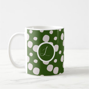 Caneca De Café Pontos Rosas em Folhas Verdes Inicial
