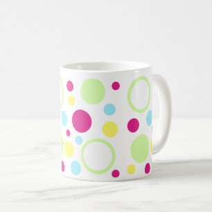 Caneca De Café Pontos verdes claros dos círculos azuis magenta ma