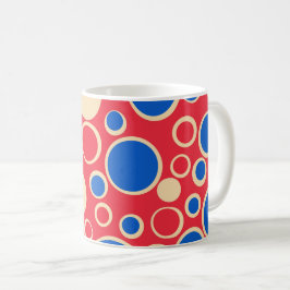 Caneca De Café Pontos Vermelhos E Azuis Em Vermelho