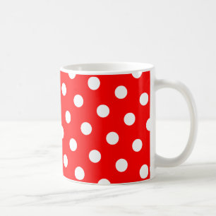Caneca De Café Pontos Vermelhos e Brancos