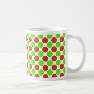 Caneca De Café Pontos vermelhos e verdes no branco