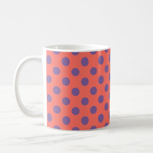 Caneca De Café Pontos violeta e coral vivo (Esquerda)
