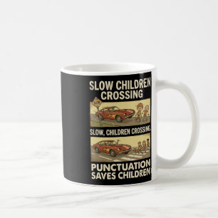 Caneca De Café Pontuação Gramatical Divertida Salva Crianças Ingl