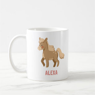 Caneca De Café Pony Equestrian Girl Monogramed Personalizada