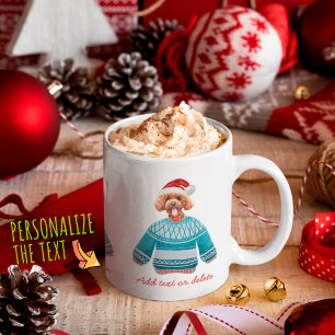 Caneca De Café Poodle Aquarela Vestindo Suéter Feio Natal Cachorr