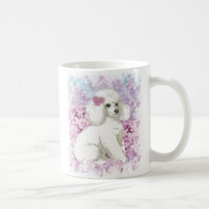Caneca De Café Poodle Branco na Taça de Café Lilacs
