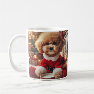 Caneca De Café Poodle Christmas Mug – Cute Dog with Santa Hat